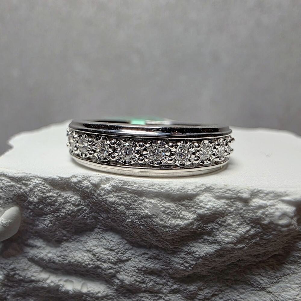 Size 7 Lab-Created Diamond 0.25ctw Half Eternity Chanel Set Band 925 Silver
